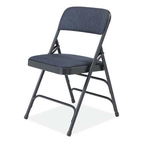 NPS 2300 Series Deluxe Fabric Upholstered Triple Brace Folding Chair Supports 500 Lb Imperial Blue 4/ct Ships In 1-3 Bus Days