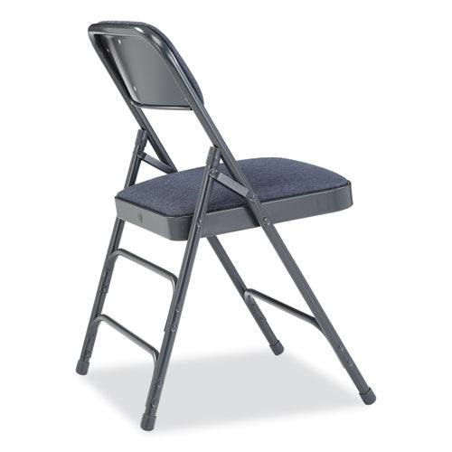 NPS 2300 Series Deluxe Fabric Upholstered Triple Brace Folding Chair Supports 500 Lb Imperial Blue 4/ct Ships In 1-3 Bus Days