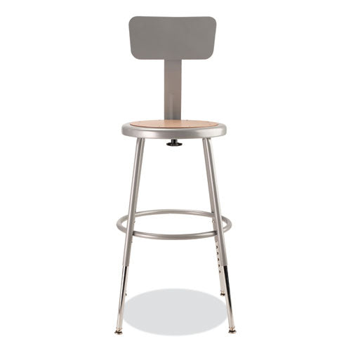 NPS 6200 Series 19"-27" Height Adjustable Hd Stool W/backrest Supports 500 Lb Brown Seat Gray Back/base Ships In 1-3 Bus Days