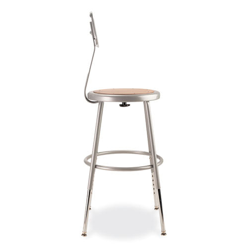 NPS 6200 Series 19"-27" Height Adjustable Hd Stool W/backrest Supports 500 Lb Brown Seat Gray Back/base Ships In 1-3 Bus Days