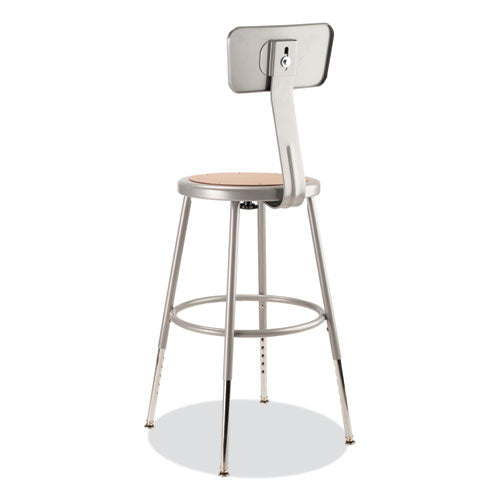 NPS 6200 Series 19"-27" Height Adjustable Hd Stool W/backrest Supports 500 Lb Brown Seat Gray Back/base Ships In 1-3 Bus Days