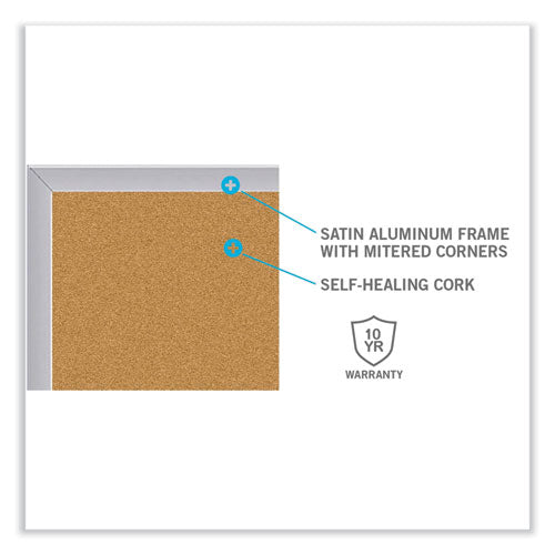 Ghent Aluminum-frame Natural Corkboard 96.5x48.5 Tan Surface Satin Aluminum Frame