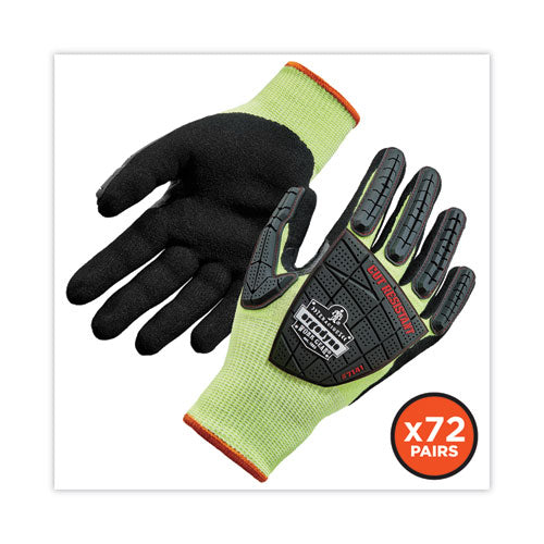 Ergodyne Proflex 7141 Ansi A4 Dir Nitrile-coated Cr Gloves Lime Large 72 Pairs/pack