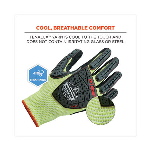 Ergodyne Proflex 7141 Ansi A4 Dir Nitrile-coated Cr Gloves Lime Large 72 Pairs/pack
