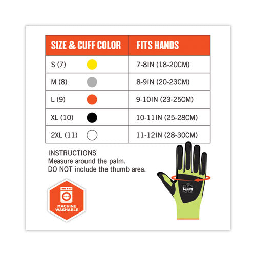 Ergodyne Proflex 7141 Ansi A4 Dir Nitrile-coated Cr Gloves Lime Large 72 Pairs/pack