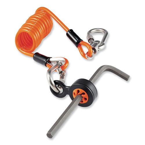 Ergodyne Squids 3130m Coiled Cable Lanyard With Carabiners 5 Lb Max Working Capacity 6.5" To 48" Orange