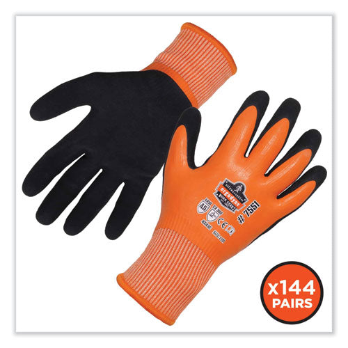 Ergodyne Proflex 7551-case Ansi A5 Coated Waterproof Cr Gloves Orange X-large 144 Pairs/Case