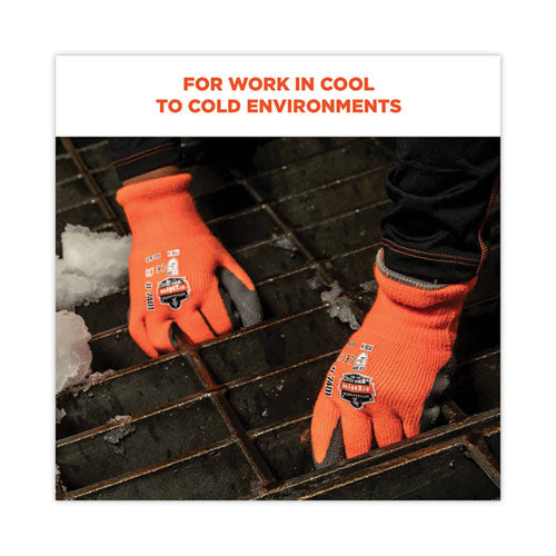 Ergodyne Proflex 7401 Coated Lightweight Winter Gloves Orange Large 144 Pairs