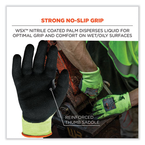 Ergodyne Proflex 7041-case Ansi A4 Nitrile Coated Cr Gloves Lime Small 144 Pairs/Case