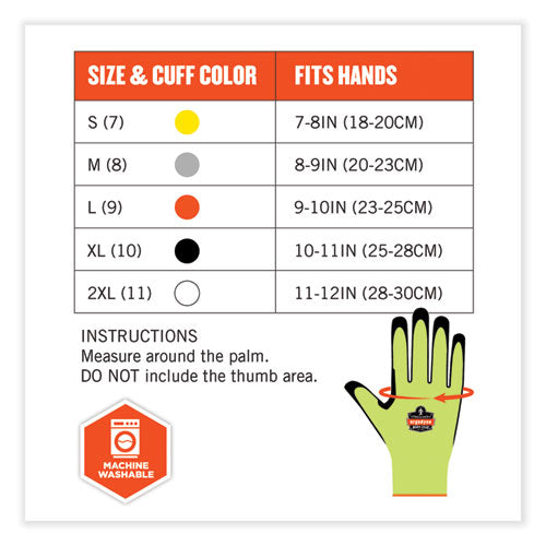 Ergodyne Proflex 7041-case Ansi A4 Nitrile Coated Cr Gloves Lime Small 144 Pairs/Case