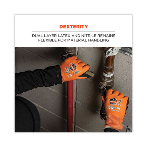 Ergodyne Proflex 7551 Ansi A5 Coated Waterproof Cr Gloves Orange Large Pair