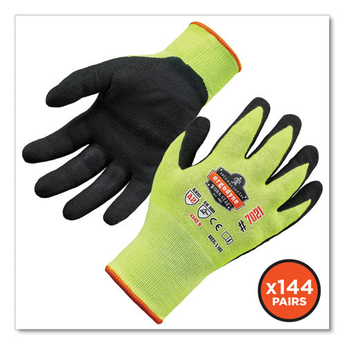 Ergodyne Proflex 7021-case Hi-vis Nitrile Coated Cr Gloves Lime Medium 144 Pairs/Case