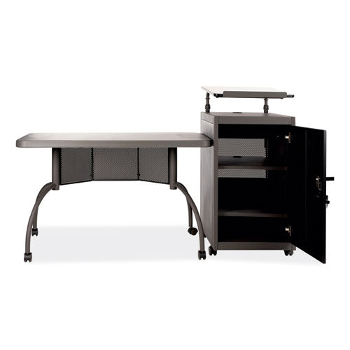 Oklahoma Sound Teacher's Workpod Desk And Lectern Kit 68"x24"x41" Charcoal Gray