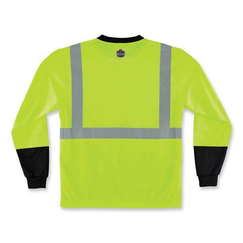 Ergodyne Glowear 8291bk Type R Class 2 Black Front Long Sleeve T-shirt Polyester Small Lime