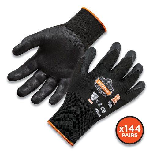 Ergodyne Proflex 7001-case Nitrile Coated Gloves Black Medium 144 Pairs/Case