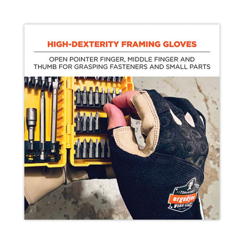 Ergodyne Proflex 720ltr Heavy-duty Leather-reinforced Framing Gloves Black Medium Pair