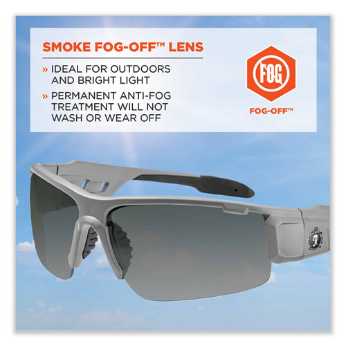 Ergodyne Skullerz Dagr Safety Glasses Matte Gray Nylon Impact Frame Anti-fog Smoke Polycarbonate Lens