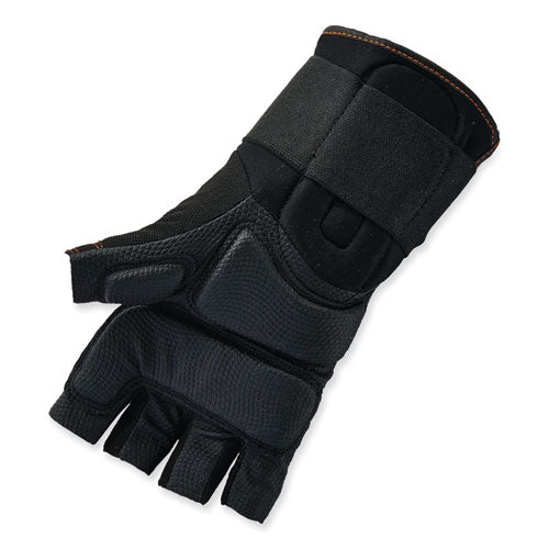 Ergodyne Proflex 910 Half-finger Impact Gloves + Wrist Support Black Small Pair