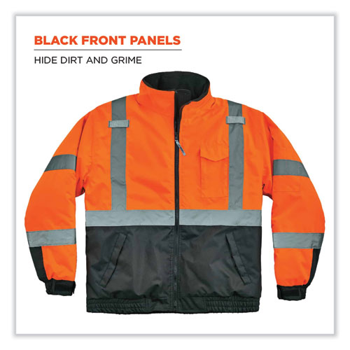 Ergodyne Glowear 8377 Class 3 Hi-vis Quilted Bomber Jacket Orange Large