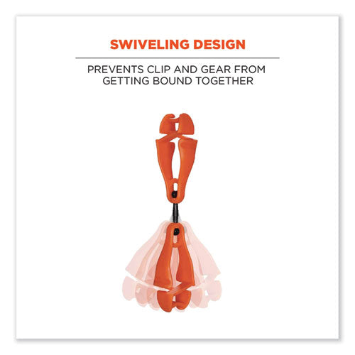 Ergodyne Squids 3420 Dual Clip Swivel Glove Clip Holder 1x0.6x5.5 Acetal Copolymer Orange