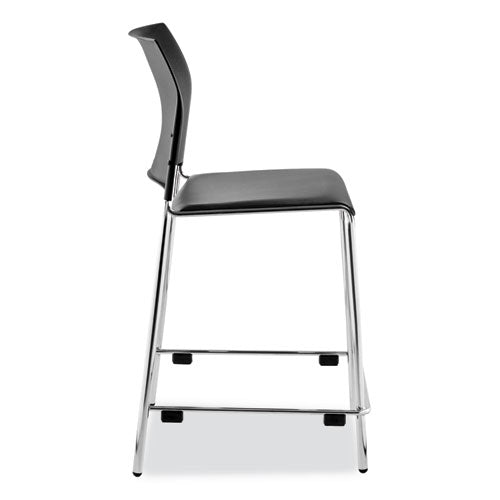 NPS Cafetorium Counter Height Stool Padded Supports 300lb 24" Seat Height Black Seat/back Chrome Base Ships In 1-3 Bus Days