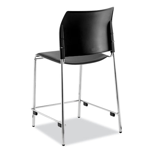 NPS Cafetorium Counter Height Stool Padded Supports 300lb 24" Seat Height Black Seat/back Chrome Base Ships In 1-3 Bus Days
