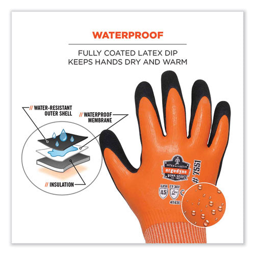 Ergodyne Proflex 7551-case Ansi A5 Coated Waterproof Cr Gloves Orange Medium 144 Pairs/Case