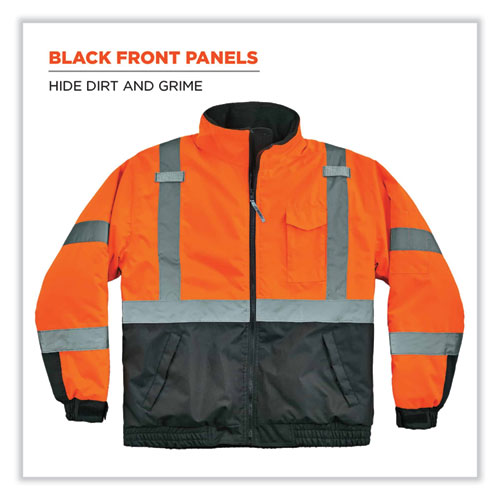 Ergodyne Glowear 8377 Class 3 Hi-vis Quilted Bomber Jacket Orange 2x-large