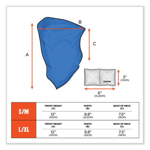 Ergodyne Chill-its 6482 Cooling Neck Gaiter Bandana Pocket Kit Polyester/spandex Large/x-large Blue