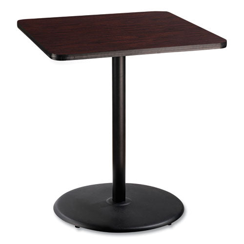 NPS Cafe Table 36wx36dx42h Square Top/round Base Mahogany Top Black Base