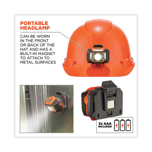 Ergodyne Skullerz 8970led Class E Hard Hat Cap Style With Led Light Orange