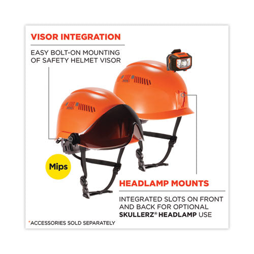 Ergodyne Skullerz 8975-mips Class C Safety Helmet With  Mips Elevate Ratchet Suspension Orange