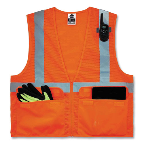 Ergodyne Glowear 8220z Class 2 Standard Mesh Zipper Vest Polyester 2x-large/3x-large Orange