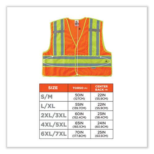 Ergodyne Glowear 8245psv Class 2 Public Safety Vest Polyester 4x-large/5x-large Orange