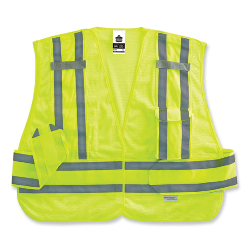 Ergodyne Glowear 8244psv Class 2 Expandable Public Safety Hook And Loop Vest Polyester Med/large Lime