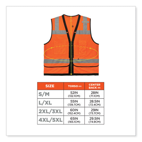 Ergodyne Glowear 8253hdz Class 2 Heavy-duty Mesh Surveyors Vest Polyester Large/x-large Orange