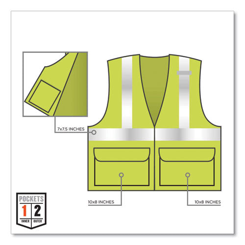 Ergodyne Glowear 8225hl Class 2 Standard Solid Hook And Loop Vest Polyester Lime 4x-large/5x-large