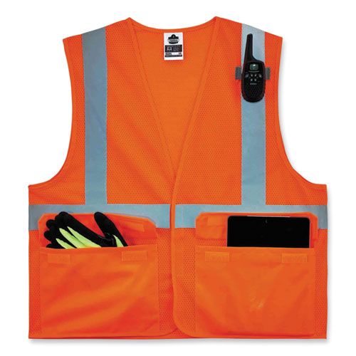 Ergodyne Glowear 8220hl Class 2 Standard Mesh Hook And Loop Vest Polyester Large/x-large Orange