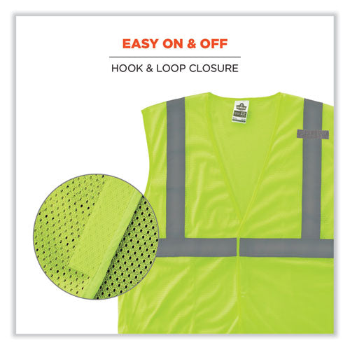 Ergodyne Glowear 8210hl Class 2 Economy Mesh Hook And Loop Vest Polyester X-small Lime