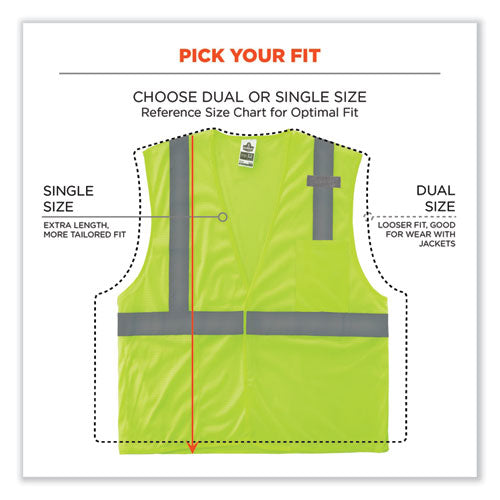 Ergodyne Glowear 8210hl Class 2 Economy Mesh Hook And Loop Vest Polyester X-small Lime