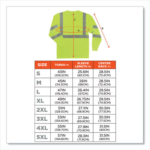 Ergodyne Glowear 8391 Class 3 Hi-vis Long Sleeve Shirt Polyester Lime 5x-large