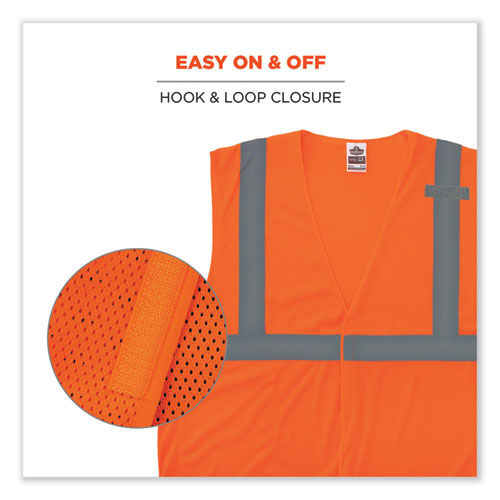 Ergodyne Glowear 8210hl Class 2 Economy Mesh Hook And Loop Vest Polyester Small/medium Orange