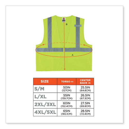 Ergodyne Glowear 8225z Class 2 Standard Solid Vest Polyester Lime Small/medium