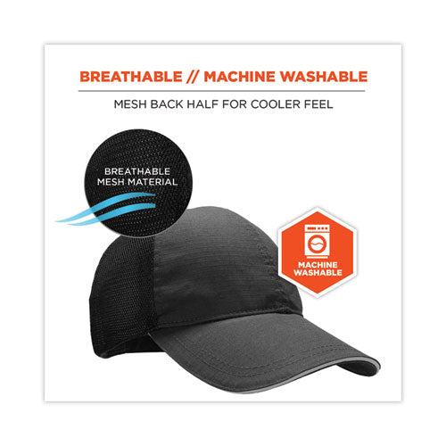 Ergodyne Skullerz 8946 Baseball Cap With Bump Cap Insert Os Black