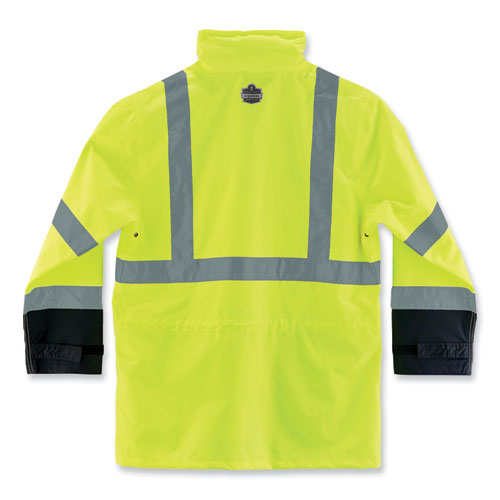 Ergodyne Glowear 8365bk Class 3 Hi-vis Rain Jacket Black Bottom X-large Lime