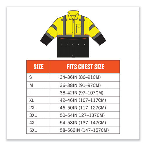 Ergodyne Glowear 8365bk Class 3 Hi-vis Rain Jacket Black Bottom X-large Lime