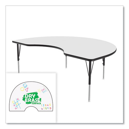 Correll Markerboard Activity Table Kidney Shape 72"x48"x19" To 29" White Top Black Legs 4/pallet