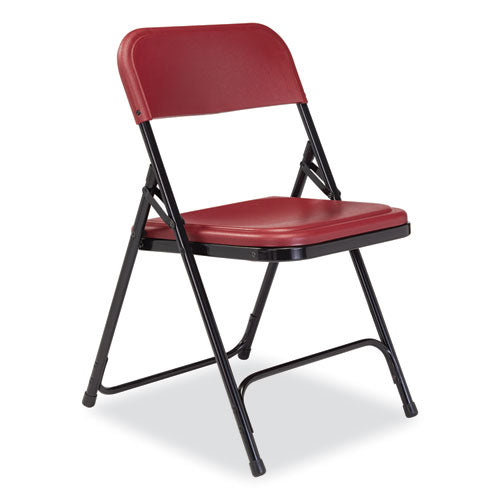 NPS 800 Series Plastic Folding Chair Supports 500 Lb 18" Seat Ht Burgundy Seat/back Black Base 4/ct Ships In 1-3 Bus Days