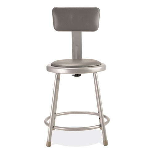 NPS 6400 Series Heavy Duty Vinyl Padded Stool W/backrest Supports 300 Lb 18" Seat Ht Gray Seat/back/baseships In 1-3 Bus Days