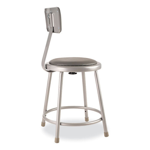 NPS 6400 Series Heavy Duty Vinyl Padded Stool W/backrest Supports 300 Lb 18" Seat Ht Gray Seat/back/baseships In 1-3 Bus Days